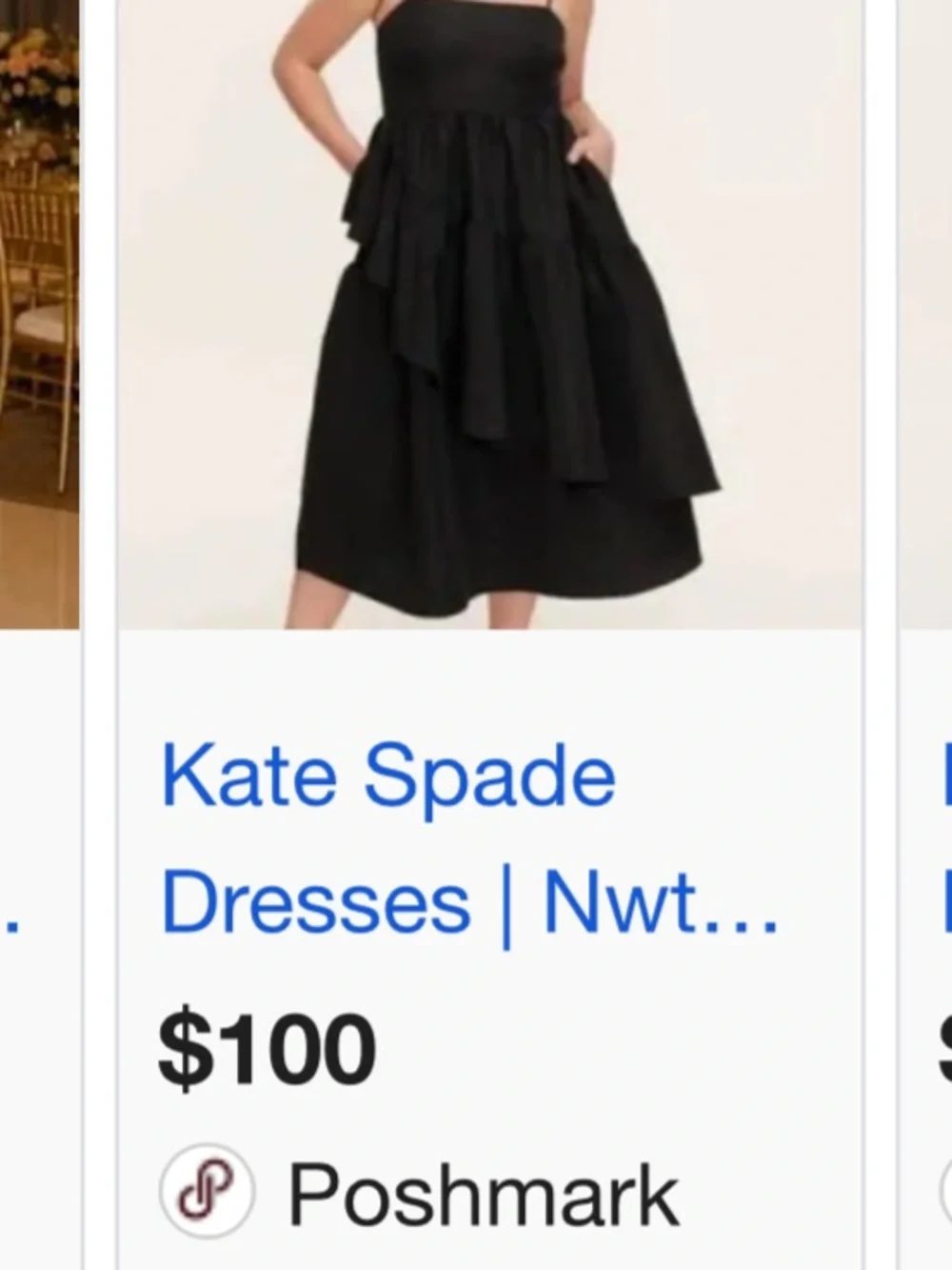 kate spade Black Tiered Midi Dress with Spaghetti Straps